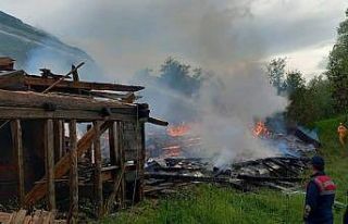 Yıldırım yangına sebep oldu, 2 ev küle döndü