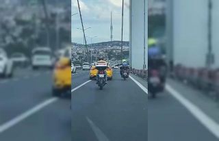 15 Temmuz Şehitler Köprüsünde taksi ile motosikletlinin...