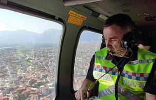 Bayram trafiğine havadan helikopterli denetim