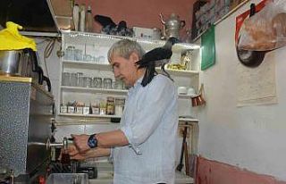 Çay ocağının maskotu Paşa isimli karga ile sahibinin...