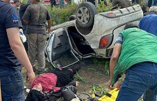 D-100’de kontrolden çıkan otomobil takla attı:...