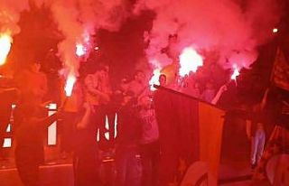 Denizli’de derbi sonrası Galatasaray taraftarları...