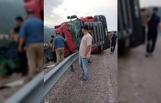 Devrilen kamyonun sürücüsü öldü