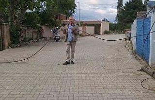 Direğe çarpan tır evleri internetsiz bıraktı