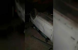 Domuza çarpan araç takla attı