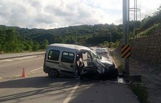 Hafif ticari araç direğe çarptı: 1 ölü, 1 yaralı