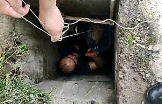 Kuyuda mahsur kalan kedileri itfaiye ekipleri kurtardı