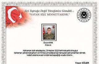Milli Savunma Bakanlığından Şehit Özcan Kaya...