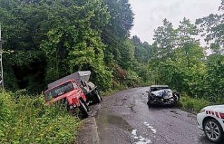 Otomobil park halindeki kamyona çarptı: 1 yaralı