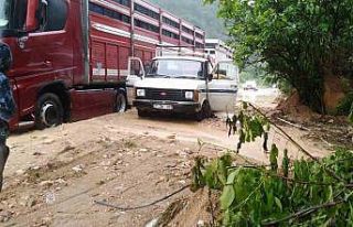 Sakarya Nehri taştı Söğüt-İnhisar yolu selden...