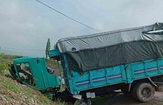 Şarampole giren kamyonette 2 kişi yaralandı