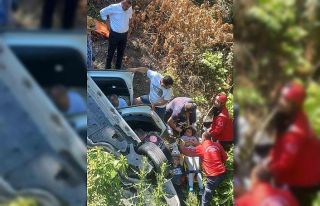 Şarampole uçan araçtan 6 kişi sağ çıktı