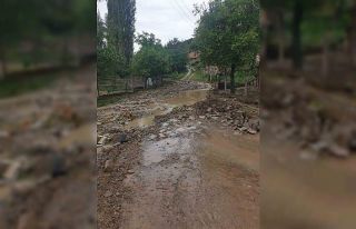 Sel kaldırım taşlarını yerinden söktü