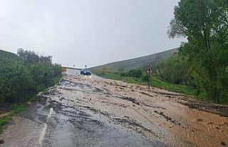 Sel kısmen yolu trafiğe kapattı
