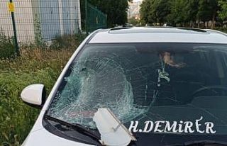 Sokak aydınlatma lambası aracın üzerine düştü