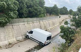 Sultanbeyli’de park halindeki kamyonet dereye düştü