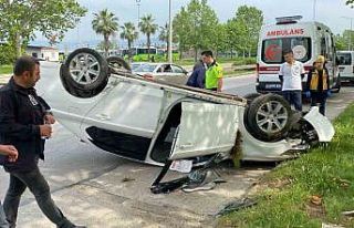 Takla atan otomobilden burnu bile kanamadan çıktı