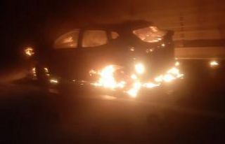 Tünelde korkutan yangın, otomobil kül oldu