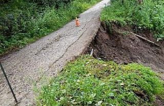 Yağış nedeniyle köy yolu çöktü