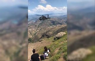Yüksekten düşen şahıs, askeri helikopterle hastaneye...