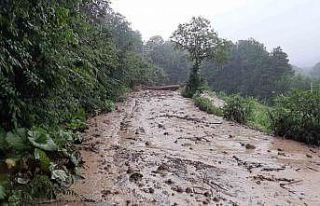 7 mahalleyi bağlayan yol heyelan sebebiyle kapandı,...