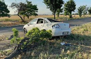 Ağaçları devirerek durabilen otomobilde 2 kişi...