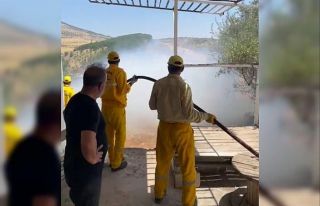 Anız yangını bahçeye sıçradı