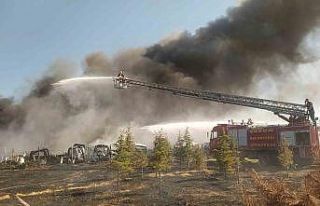 Anız yangını hurdalığa sıçradı, otomobiller...
