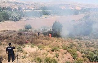 Arazide çıkan yangın itfaiye ekiplerince söndürüldü