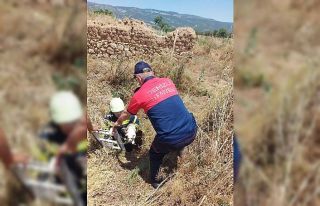 Arazideki kuyuya düşen köpek kurtarıldı