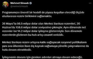 Bakan Şimşek: “Bir aylık dönemde Merkez Bankası...