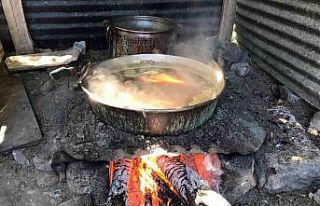 Bin rakımlı köyde dut pekmezi geleneksel yöntemlerle...