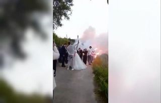 Bu görüntüler pes dedirtti, gelin eline silahı...