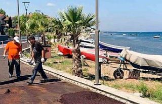 Çiftlikköy sahilinde bozulan kesimler yenilendi