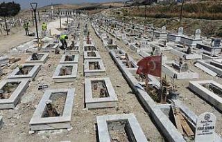 Deprem mezarlığında 100 kabirde kimlik belirleme...