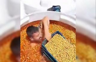 Manisa’da zeytin tankında çıplak sepetleme yapan...