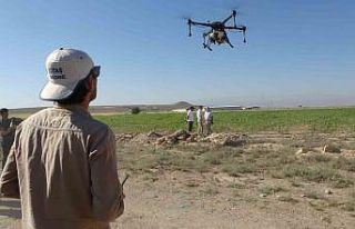 Niğde’de tarlalar dron ile ilaçlanıyor