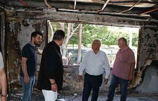 Oğuz Tongsir, yanan tesislerde incelemelerde bulundu