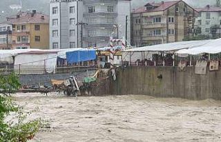 Sel asma köprüyü yıktı