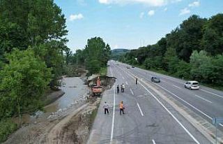 Selin ardından Zonguldak-Ankara karayolunda çalışmalar...