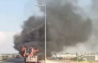 Seyir halindeki vinç alevlere teslim oldu