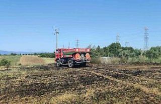 Tarla yangını büyümeden söndürüldü