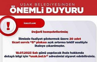Uşak’ta 20 ticari servis plakası ihaleye çıkarıldı