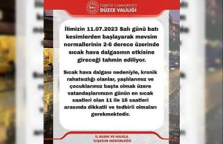 Valilikten meteorolojik uyarı
