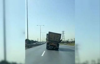 Yamuk ilerleyen hafriyat kamyonunun tehlikeli yolculuğu...