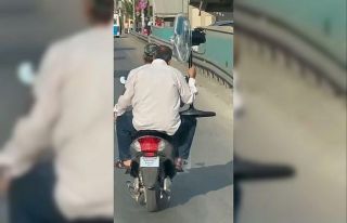 Yok artık...Trafikteki klimalı bisiklet kamerada