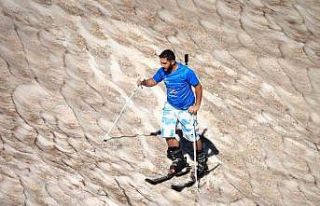 40 derece sıcakta kayak yaptı