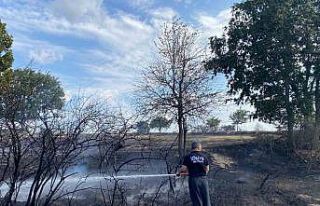 Bahçe şöminesinde çıkan yangın çayırlık alanı...