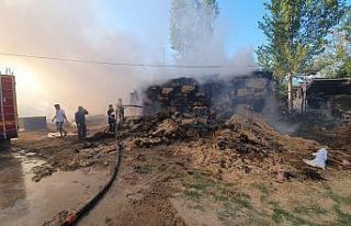 Çiftlik yangınında 2 bin saman balyası kullanılamaz...