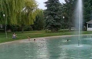 Çocukların süs havuzundaki tehlikeli oyunu